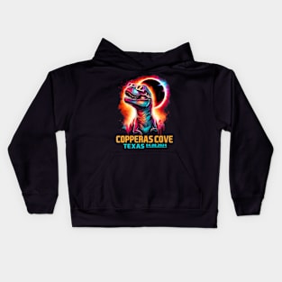 Copperas Cove Texas Total Solar Eclipse 2024 T Rex Dinosaur Kids Hoodie